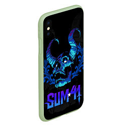 Чехол iPhone XS Max матовый Sum41 horns skull, цвет: 3D-салатовый — фото 2