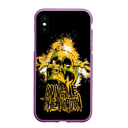 Чехол iPhone XS Max матовый Bring me the horizon - skull, цвет: 3D-фиолетовый