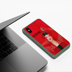 Чехол iPhone XS Max матовый Blackpink red background, цвет: 3D-темно-зеленый — фото 2