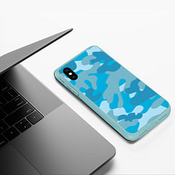Чехол iPhone XS Max матовый Камуфляж военный синий, цвет: 3D-мятный — фото 2