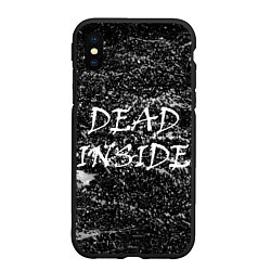 Чехол iPhone XS Max матовый Dead Inside надпись и брызги