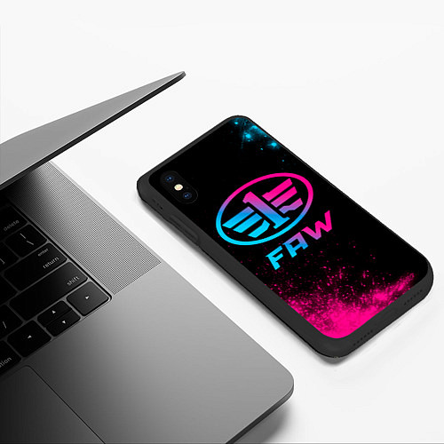 Чехол iPhone XS Max матовый FAW - neon gradient / 3D-Черный – фото 3