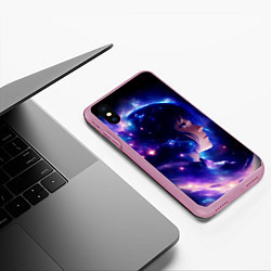 Чехол iPhone XS Max матовый Космическая женщина, цвет: 3D-розовый — фото 2