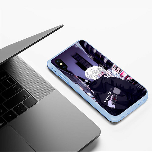 Чехол iPhone XS Max матовый Kaneki Ken / 3D-Голубой – фото 3