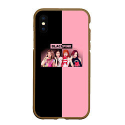 Чехол iPhone XS Max матовый Черно-розовый градиент Black Pink, цвет: 3D-коричневый