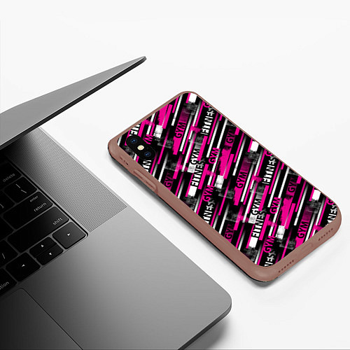 Чехол iPhone XS Max матовый Фитнес - спортзал / 3D-Коричневый – фото 3