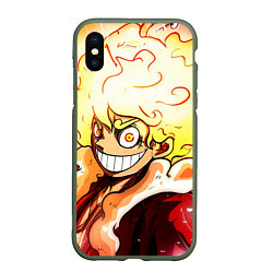 Чехол iPhone XS Max матовый Луффи 5 гир бог Ника - One Piece, цвет: 3D-темно-зеленый