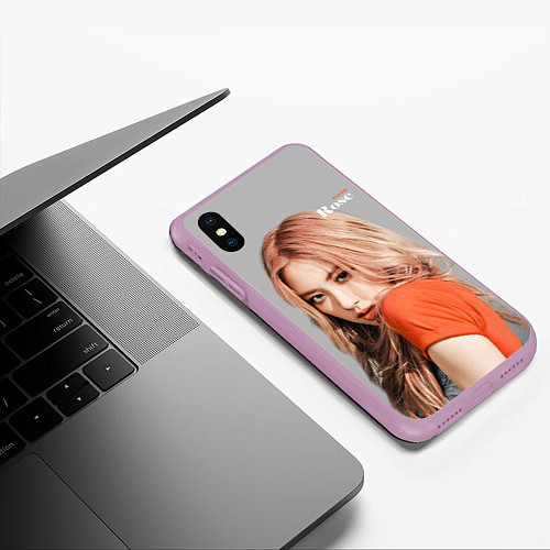 Чехол iPhone XS Max матовый Rosanna Park Blackpink / 3D-Сиреневый – фото 3