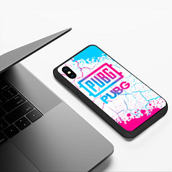 Чехол iPhone XS Max матовый PUBG neon gradient style, цвет: 3D-черный — фото 2