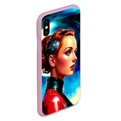 Чехол iPhone XS Max матовый Девушка связист в космосе, цвет: 3D-розовый — фото 2