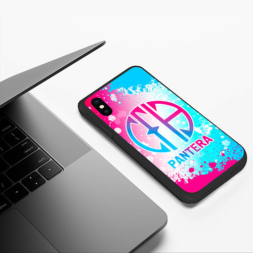 Чехол iPhone XS Max матовый Pantera neon gradient style / 3D-Черный – фото 3