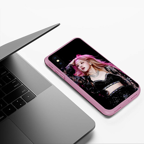 Чехол iPhone XS Max матовый Blackpink Rose Pink hair / 3D-Розовый – фото 3