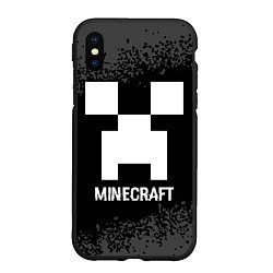 Чехол iPhone XS Max матовый Minecraft glitch на темном фоне, цвет: 3D-черный