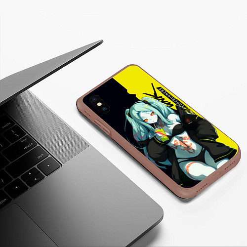 Чехол iPhone XS Max матовый Rebecca - Cyberpunk Edgerunners / 3D-Коричневый – фото 3