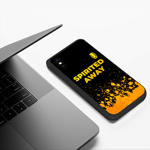 Чехол iPhone XS Max матовый Spirited Away - gold gradient: символ сверху / 3D-Черный – фото 3