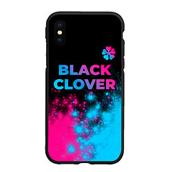 Чехол iPhone XS Max матовый Black Clover - neon gradient: символ сверху, цвет: 3D-черный