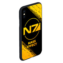 Чехол iPhone XS Max матовый Mass Effect - gold gradient, цвет: 3D-черный — фото 2