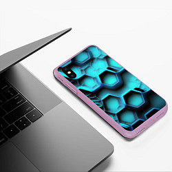 Чехол iPhone XS Max матовый Броня из неоновых плит, цвет: 3D-сиреневый — фото 2