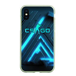 Чехол iPhone XS Max матовый Counter strike neon style, цвет: 3D-салатовый