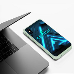 Чехол iPhone XS Max матовый Counter strike neon style, цвет: 3D-салатовый — фото 2