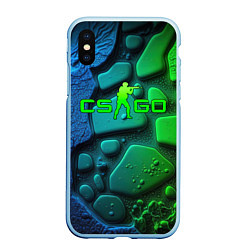 Чехол iPhone XS Max матовый CS GO green black abstract