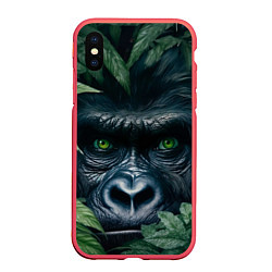 Чехол iPhone XS Max матовый Крупная морда гориллы, цвет: 3D-красный