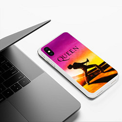 Чехол iPhone XS Max матовый Queen Фредди Меркьюри, цвет: 3D-белый — фото 2