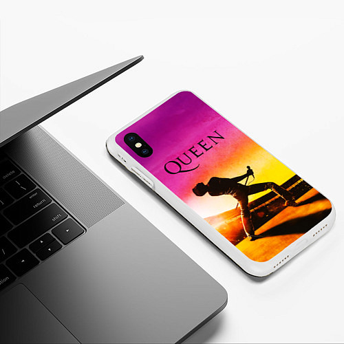 Чехол iPhone XS Max матовый Queen Фредди Меркьюри / 3D-Белый – фото 3