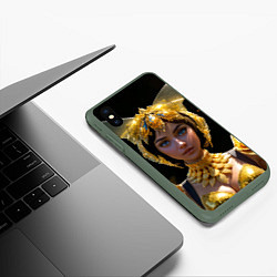 Чехол iPhone XS Max матовый Девушка королева бабочек, цвет: 3D-темно-зеленый — фото 2