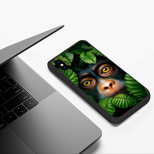 Чехол iPhone XS Max матовый Черная обезьянка / 3D-Черный – фото 3