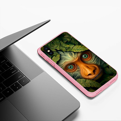 Чехол iPhone XS Max матовый Обезьяна в джунглях / 3D-Баблгам – фото 3