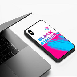 Чехол iPhone XS Max матовый Black Butler neon gradient style: символ сверху, цвет: 3D-черный — фото 2