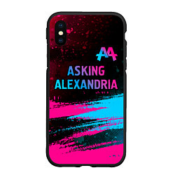 Чехол iPhone XS Max матовый Asking Alexandria - neon gradient: символ сверху, цвет: 3D-черный