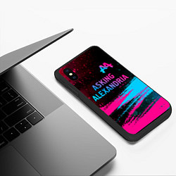 Чехол iPhone XS Max матовый Asking Alexandria - neon gradient: символ сверху, цвет: 3D-черный — фото 2