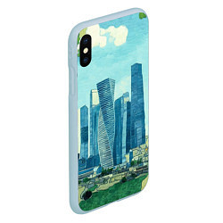 Чехол iPhone XS Max матовый Москва-сити Ван Гог, цвет: 3D-голубой — фото 2