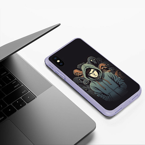 Чехол iPhone XS Max матовый Крик страха / 3D-Светло-сиреневый – фото 3