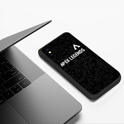 Чехол iPhone XS Max матовый Apex Legends glitch на темном фоне: символ сверху, цвет: 3D-черный — фото 2