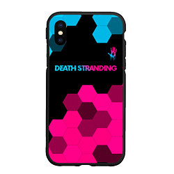 Чехол iPhone XS Max матовый Death Stranding - neon gradient: символ сверху, цвет: 3D-черный