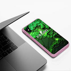 Чехол iPhone XS Max матовый CS GO green abstract, цвет: 3D-розовый — фото 2