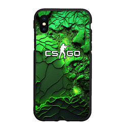 Чехол iPhone XS Max матовый CS GO green abstract, цвет: 3D-черный