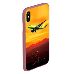 Чехол iPhone XS Max матовый S7 Боинг 737 Оранжевый закат, цвет: 3D-малиновый — фото 2