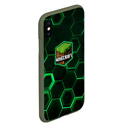 Чехол iPhone XS Max матовый Minecraft Logo Плиты, цвет: 3D-темно-зеленый — фото 2