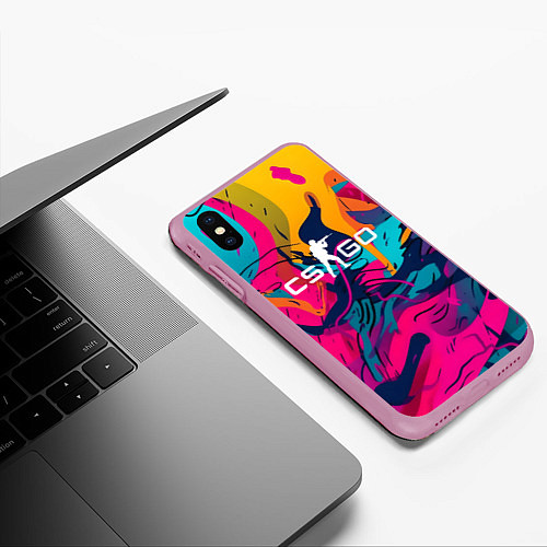 Чехол iPhone XS Max матовый Counter Strike Go Logo Color / 3D-Розовый – фото 3