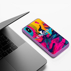 Чехол iPhone XS Max матовый Counter Strike Go Logo Color, цвет: 3D-фиолетовый — фото 2