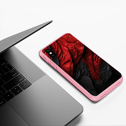 Чехол iPhone XS Max матовый Red black texture, цвет: 3D-баблгам — фото 2