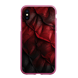 Чехол iPhone XS Max матовый Black red texture, цвет: 3D-малиновый