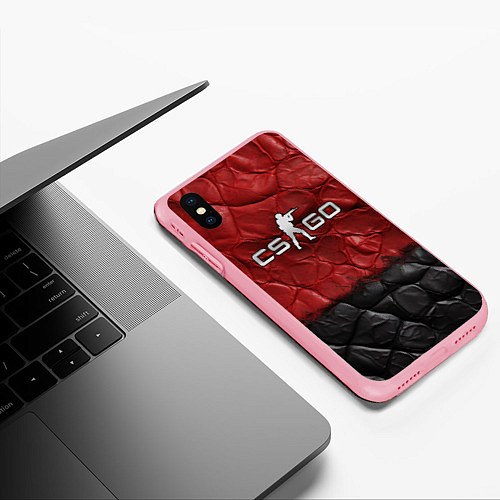 Чехол iPhone XS Max матовый CS GO red black texture / 3D-Баблгам – фото 3