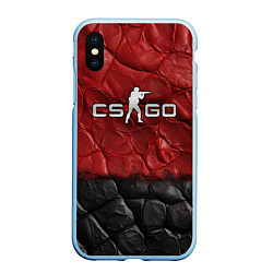 Чехол iPhone XS Max матовый CS GO red black texture, цвет: 3D-голубой