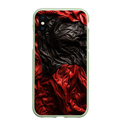 Чехол iPhone XS Max матовый Black red texture, цвет: 3D-салатовый