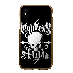 Чехол iPhone XS Max матовый Cypress hill - skull arrows, цвет: 3D-коричневый